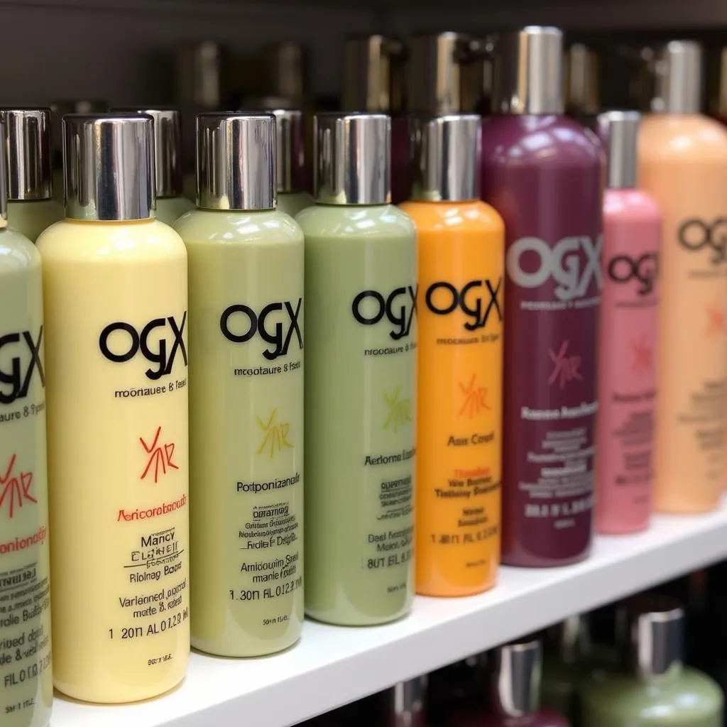 OGX shampoo bottles on display