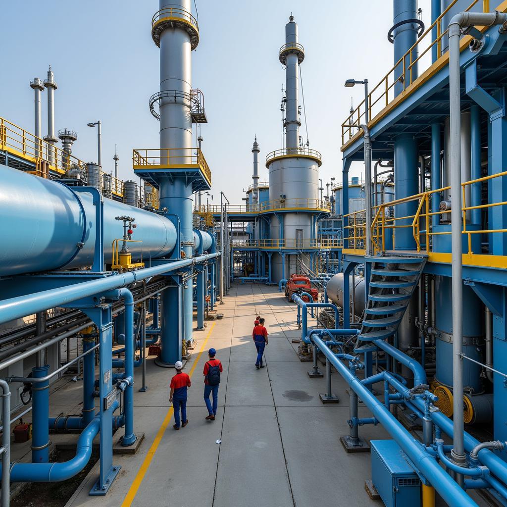 Oil refinery operations in a Pakistani facility