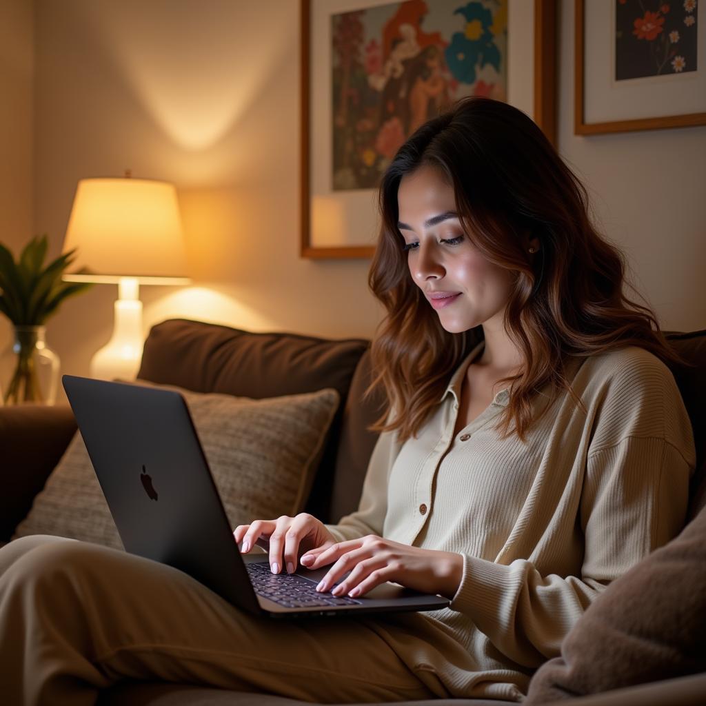 Woman Browsing Olympia Perfumes Online in Pakistan