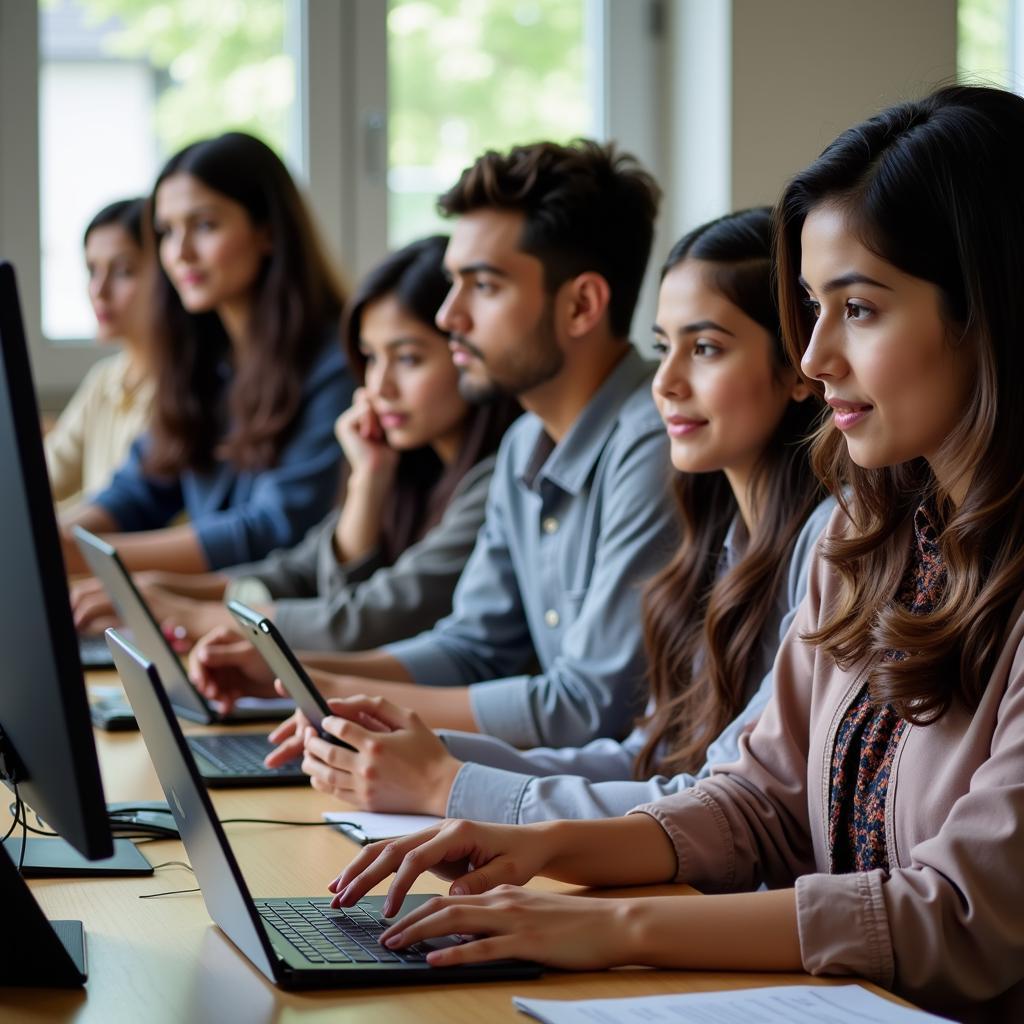 Students in Pakistan Engaging in Online Learning