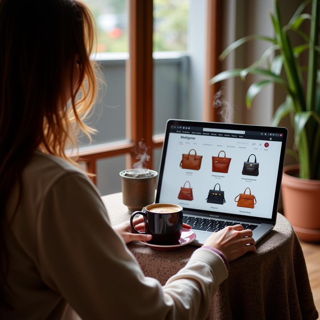 Women browsing handbags on a laptop in Pakistan