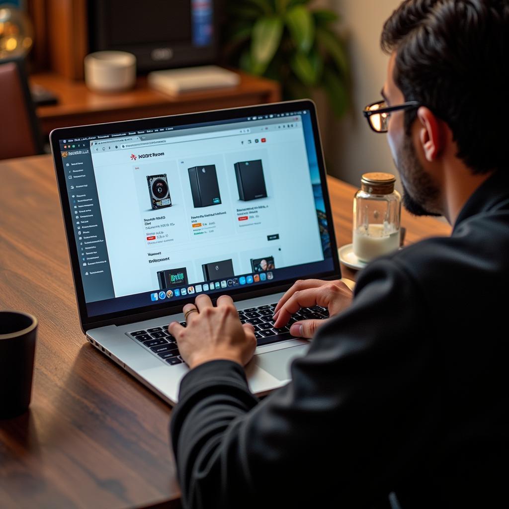 Person browsing hard drives online in Pakistan