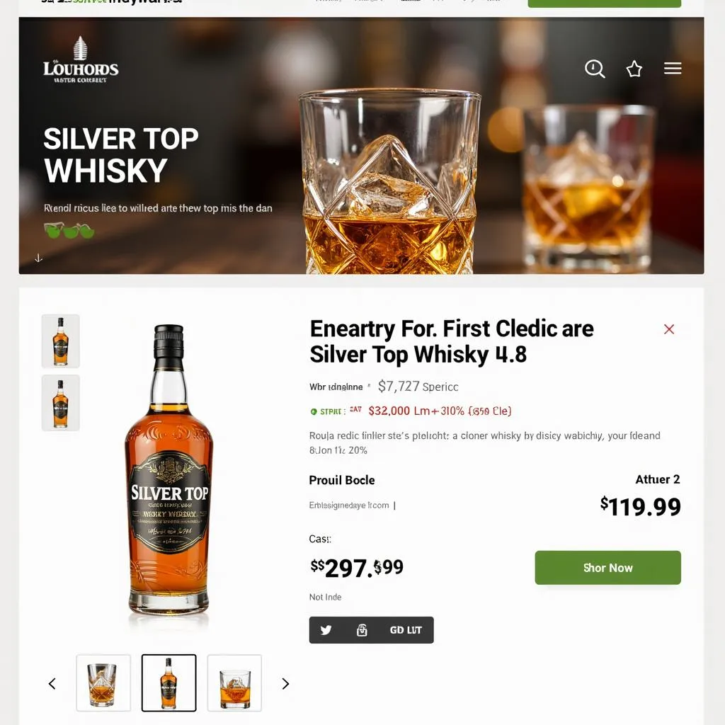 Screenshot of an online liquor store website displaying Silver Top whisky for sale in Pakistan