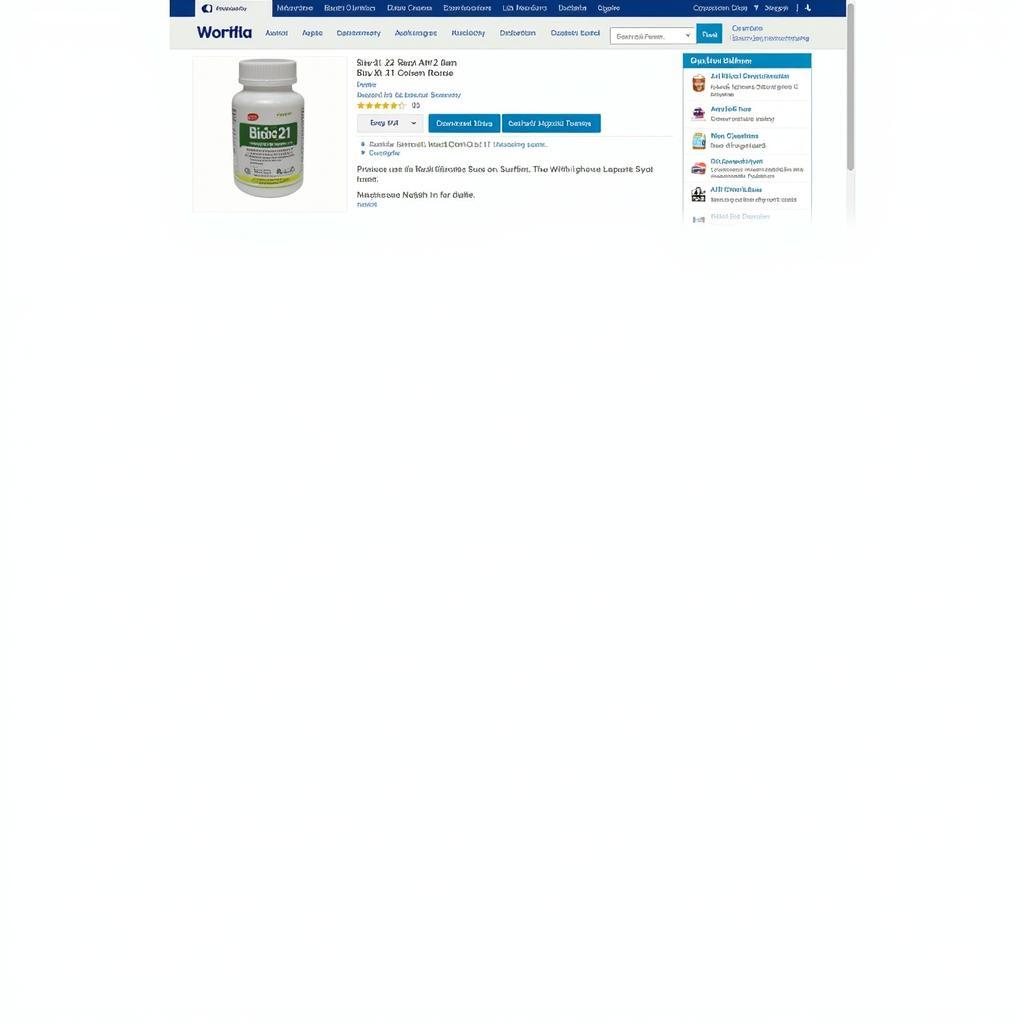 Online pharmacy website displaying Bio 21 tablets