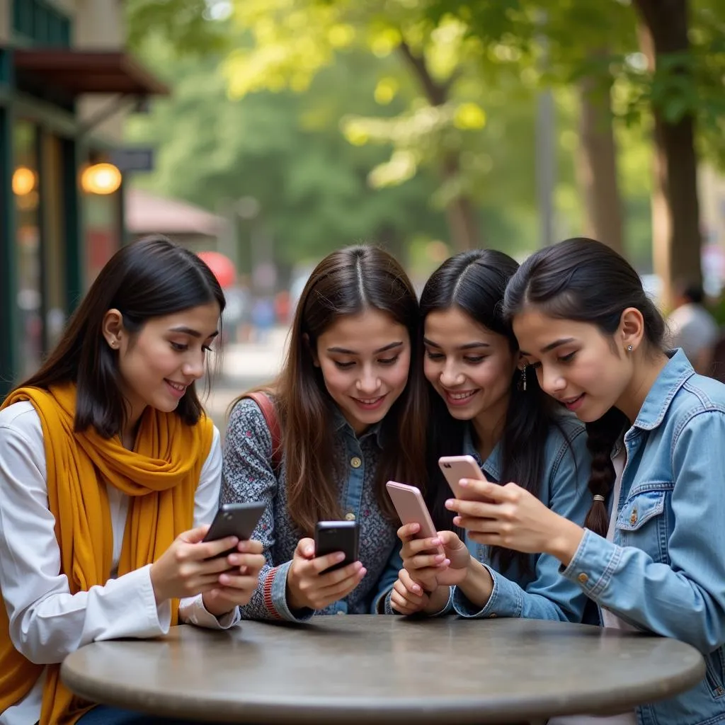 Young people in Pakistan using smartphones for online shopping