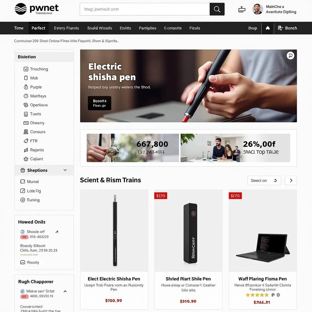 An online store webpage displaying electric shisha pens for sale in Pakistan