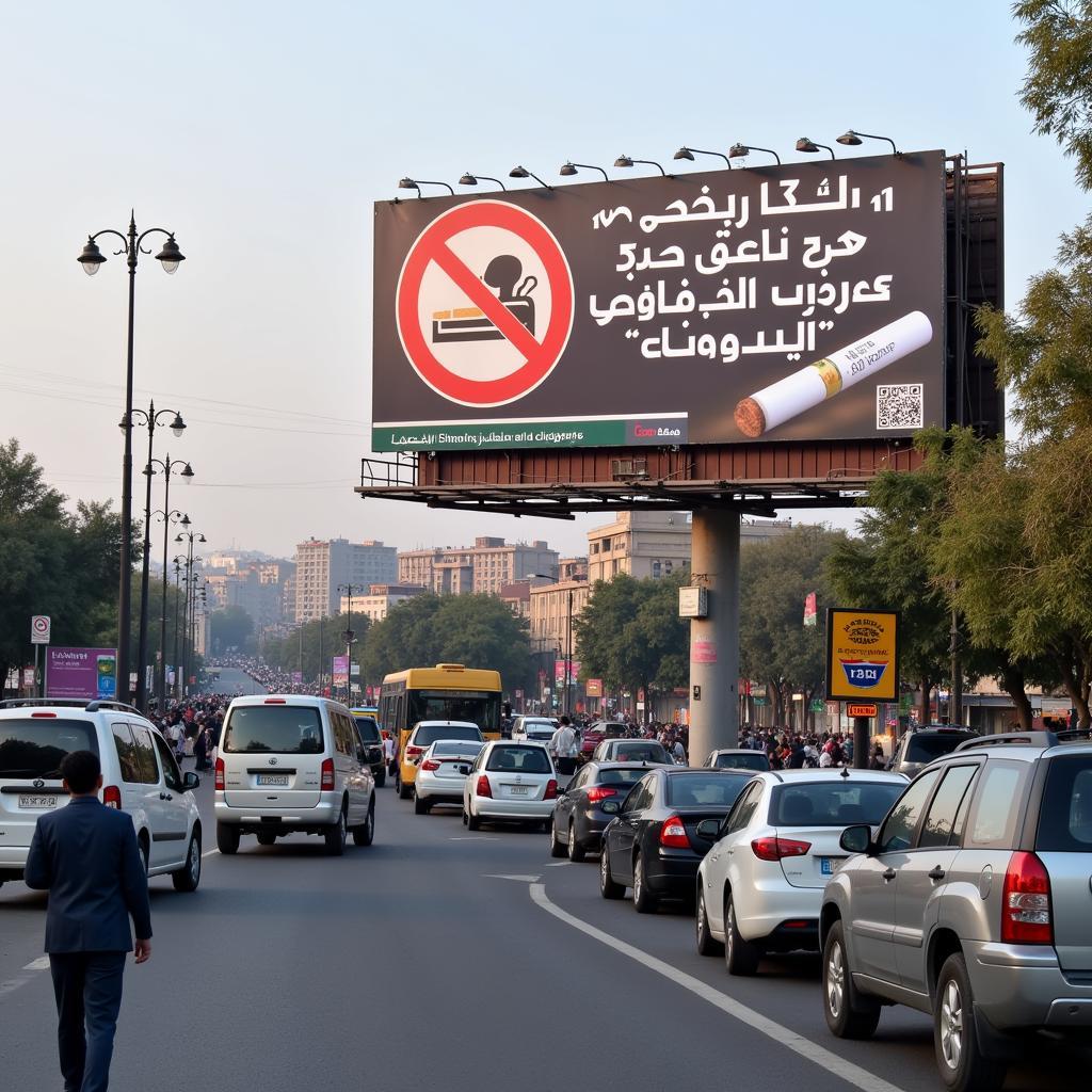 Billboard promoting an anti-smoking campaign in Pakistan