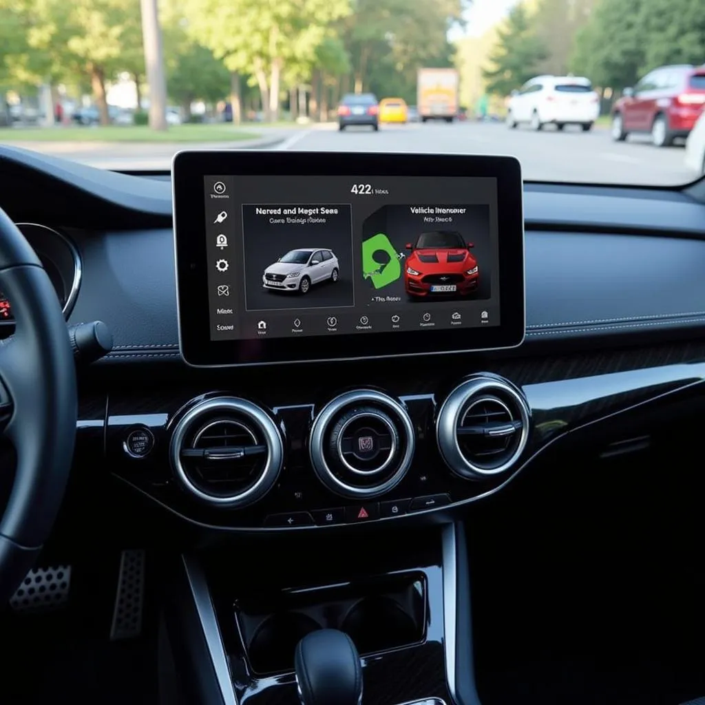 A car's dashboard showcasing its connected car features