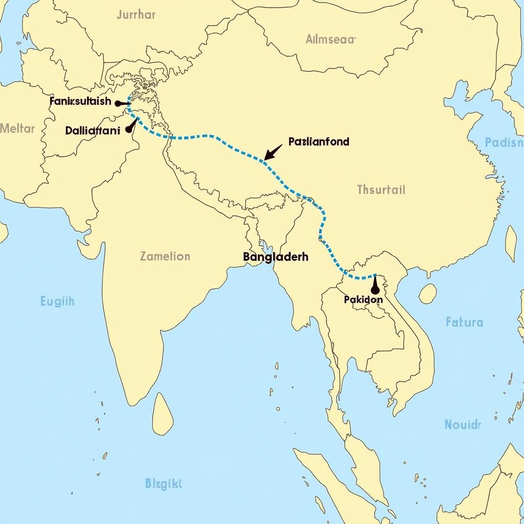 Map showing Pakistan and Bangladesh