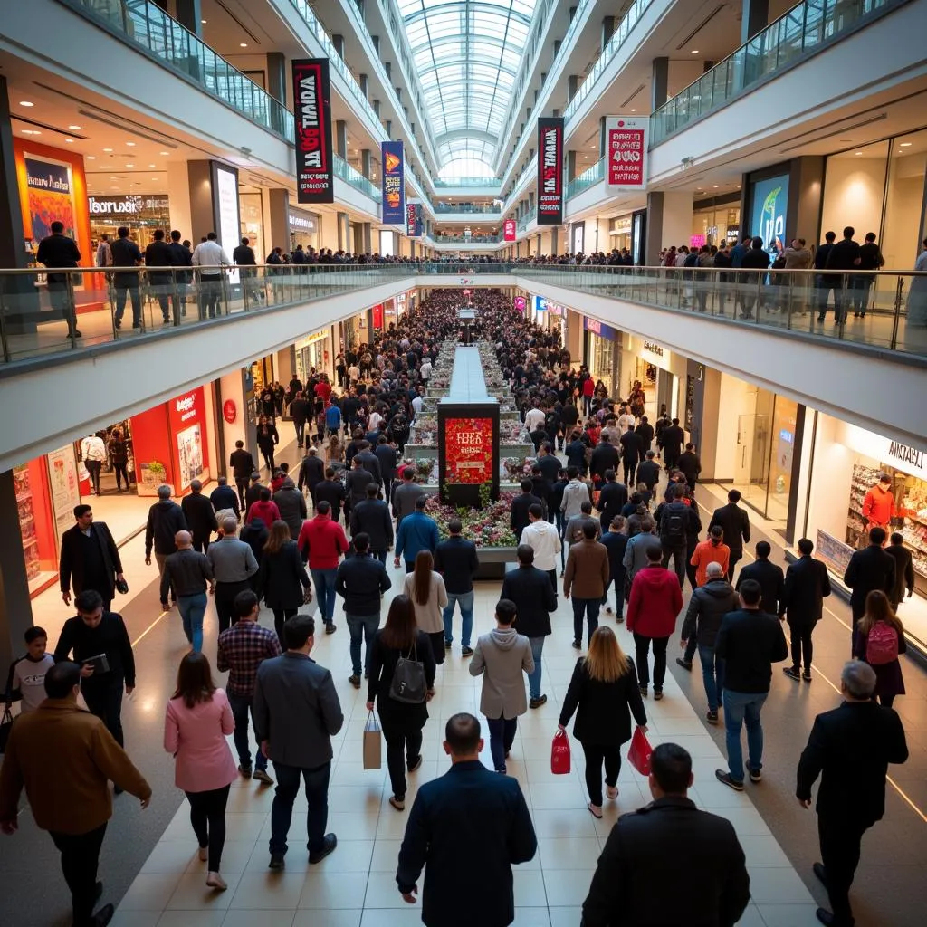 Shoppers crowding a mall during Black Friday sales in Pakistan