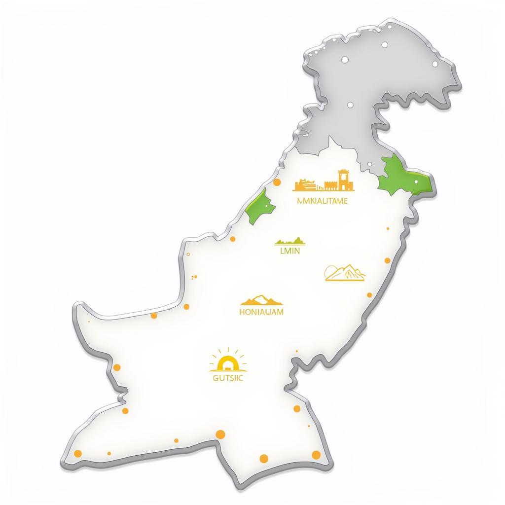 Blank Map of Pakistan Depicting Major Economic Activities