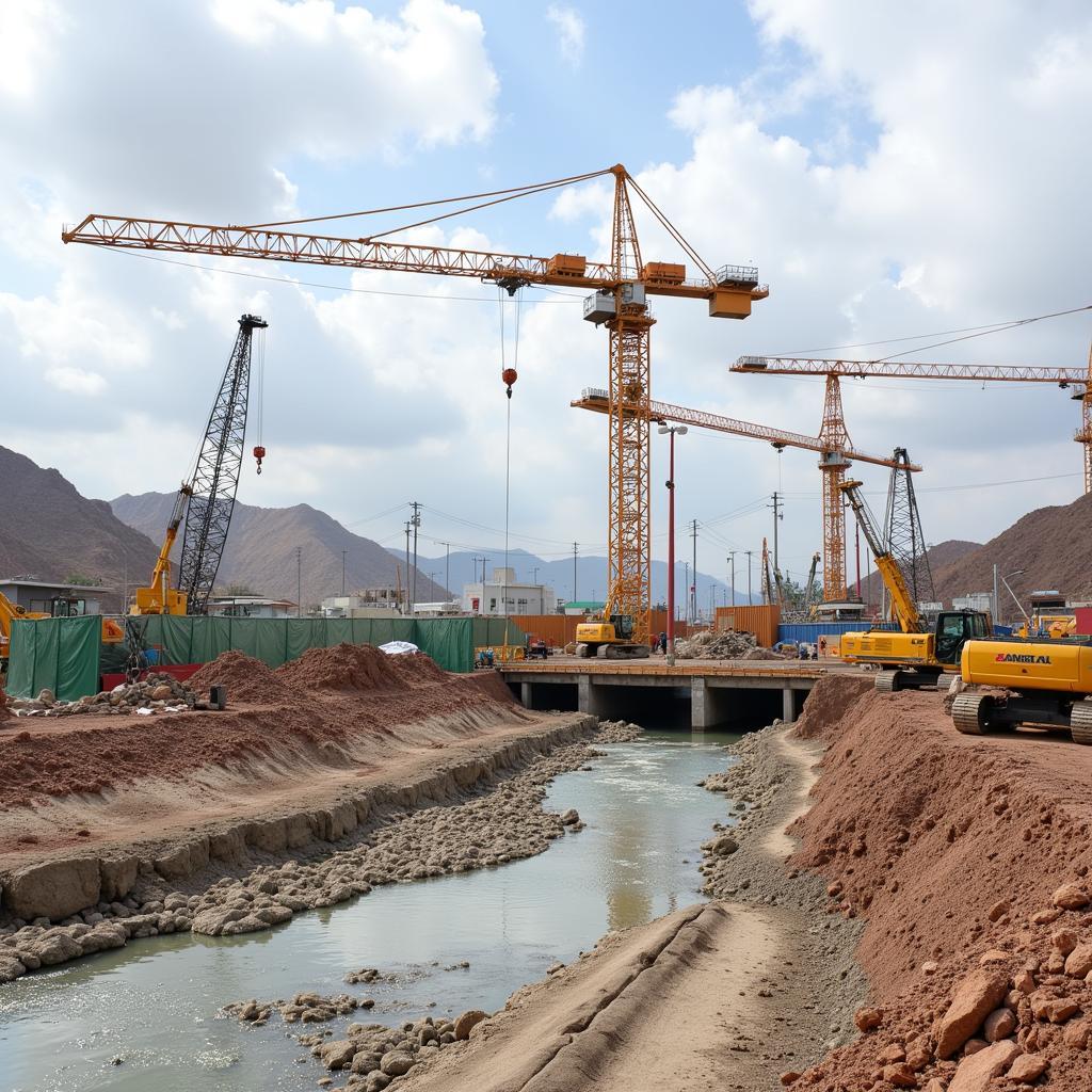 Construction underway on a Pakistan-China Economic Corridor project