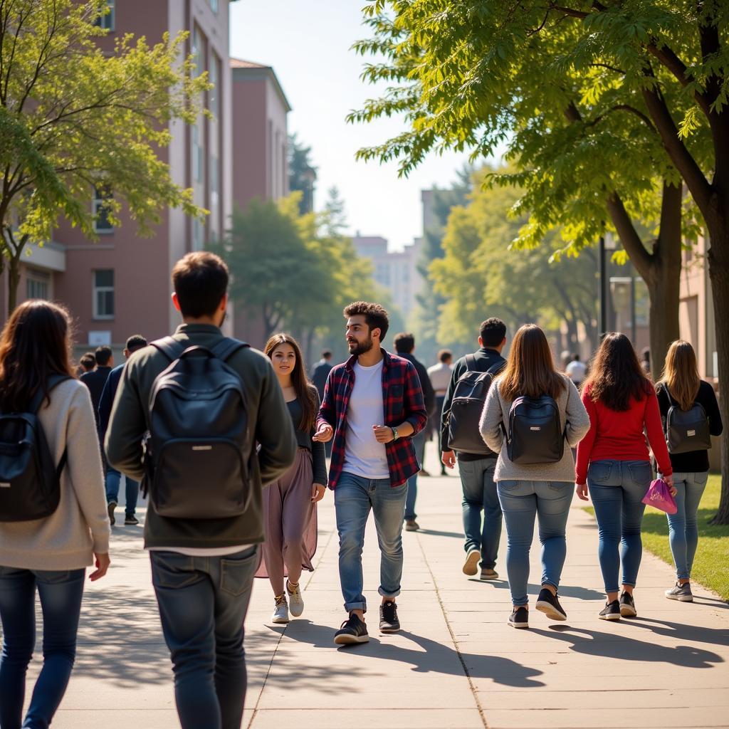 Students on a Pakistan college campus.