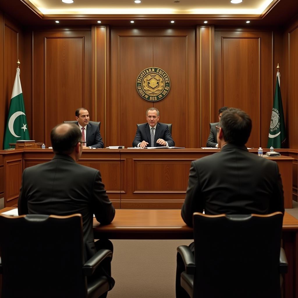 A Pakistani courtroom scene