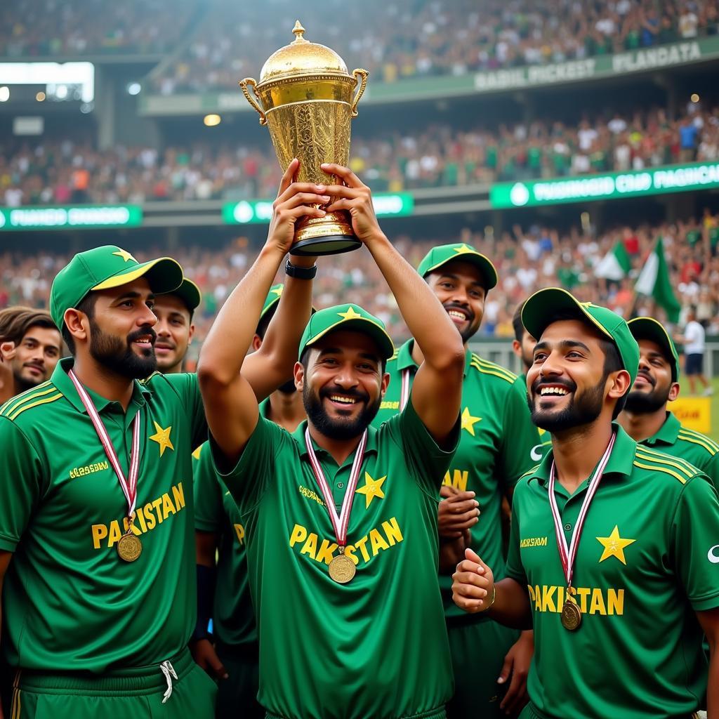 Pakistan cricket team celebrating their World Cup victory