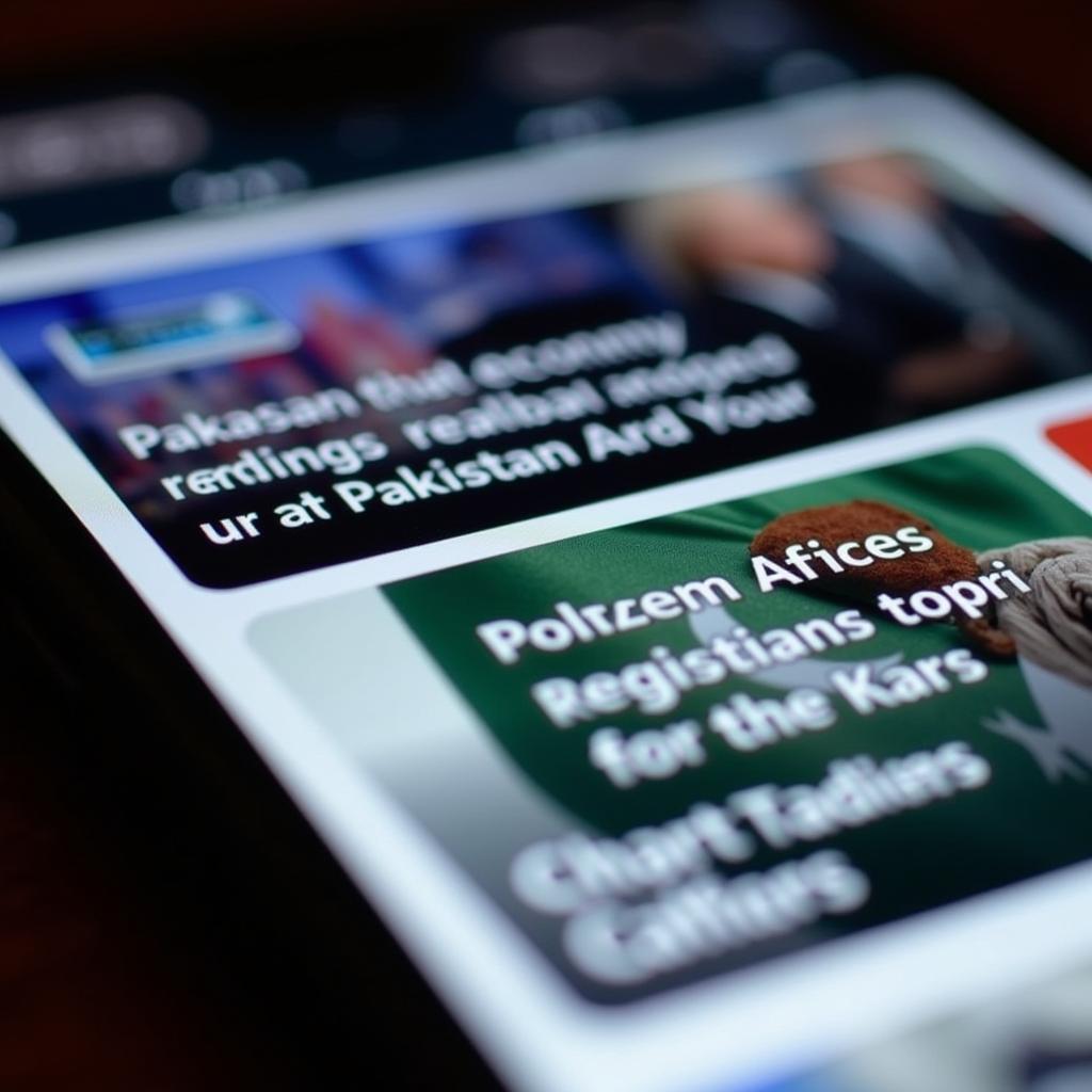 Pakistan current affairs news headlines on a digital device