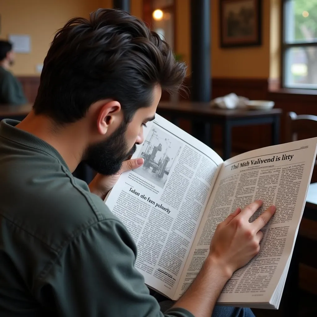 Reading a Pakistani newspaper