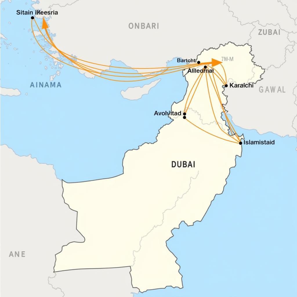 Flight Route from Pakistan to Dubai