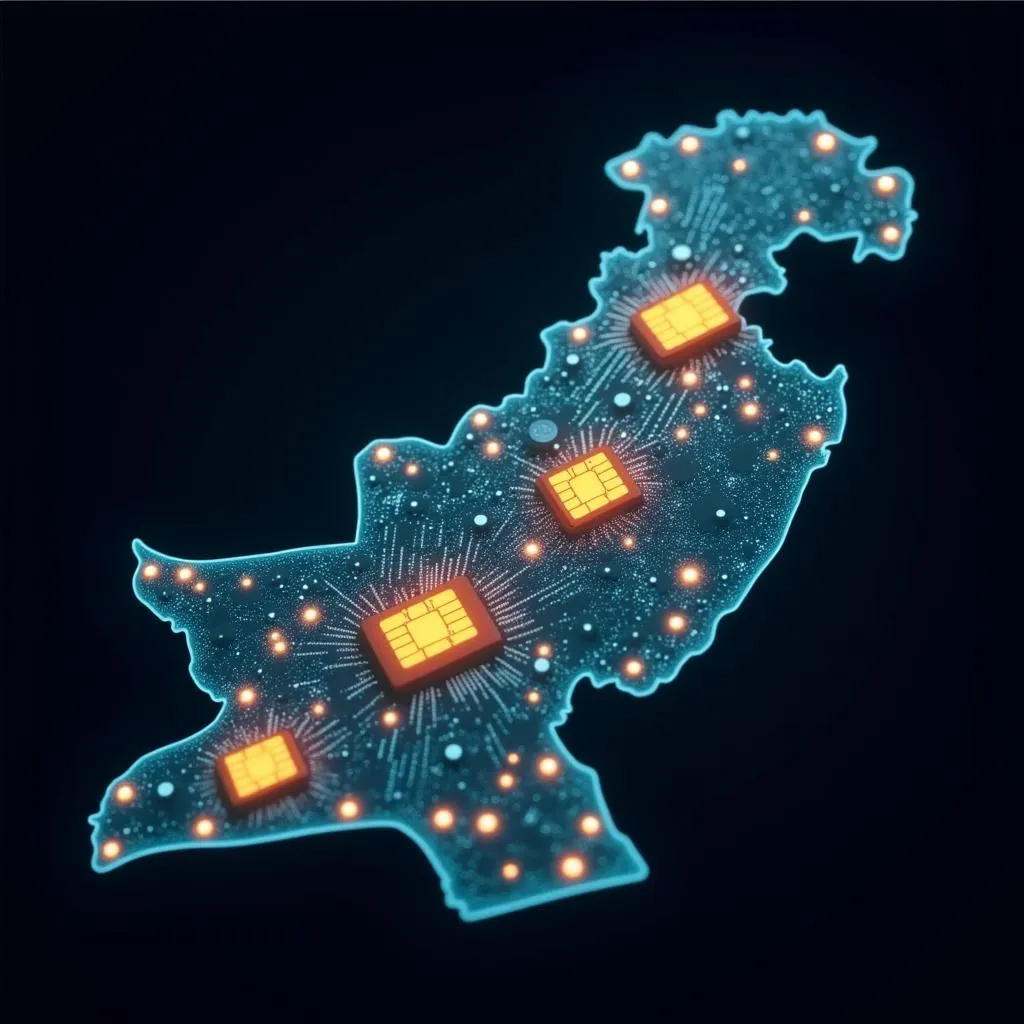 Digital map illustrating the rise of eSIM technology in Pakistan