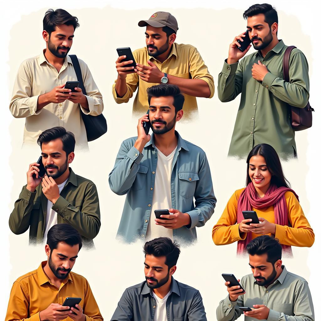 Pakistani people using feature phones