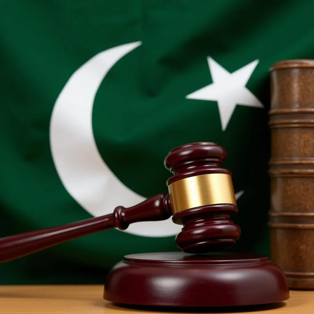 Pakistan Flag and Law Books