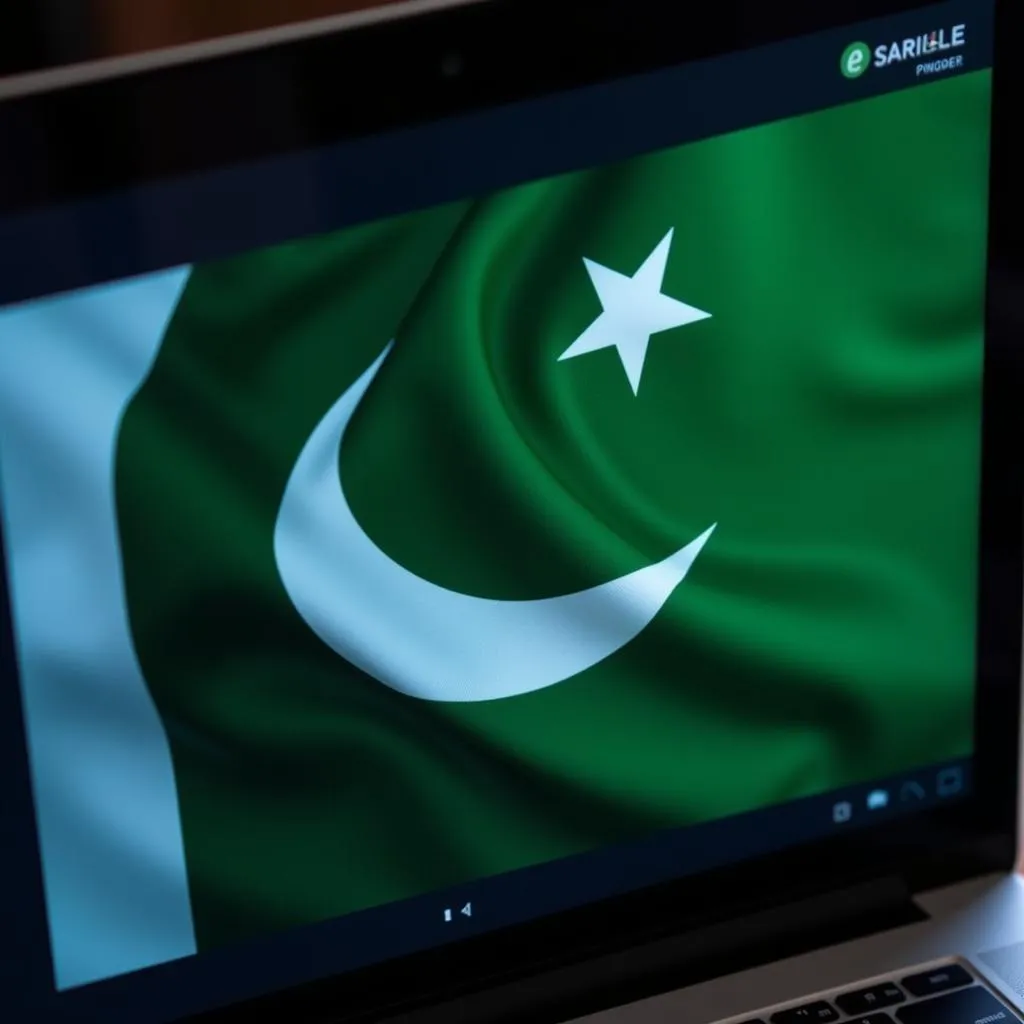 Pakistan Flag on Computer Screen