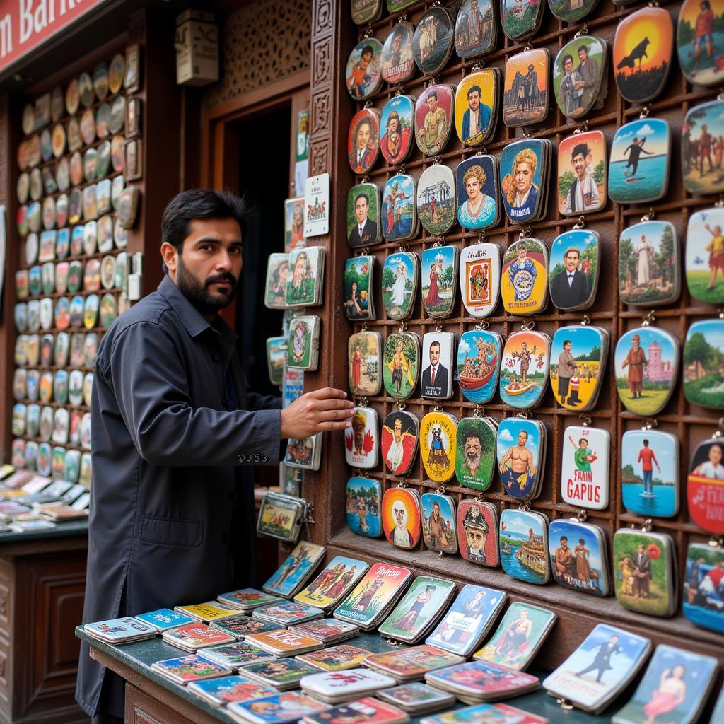 Shopping for Fridge Magnets in a Pakistani Bazaar