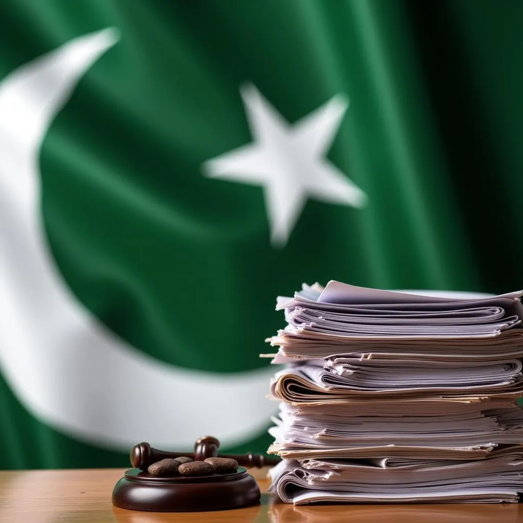 Stack of legal documents representing import-export regulations in Pakistan