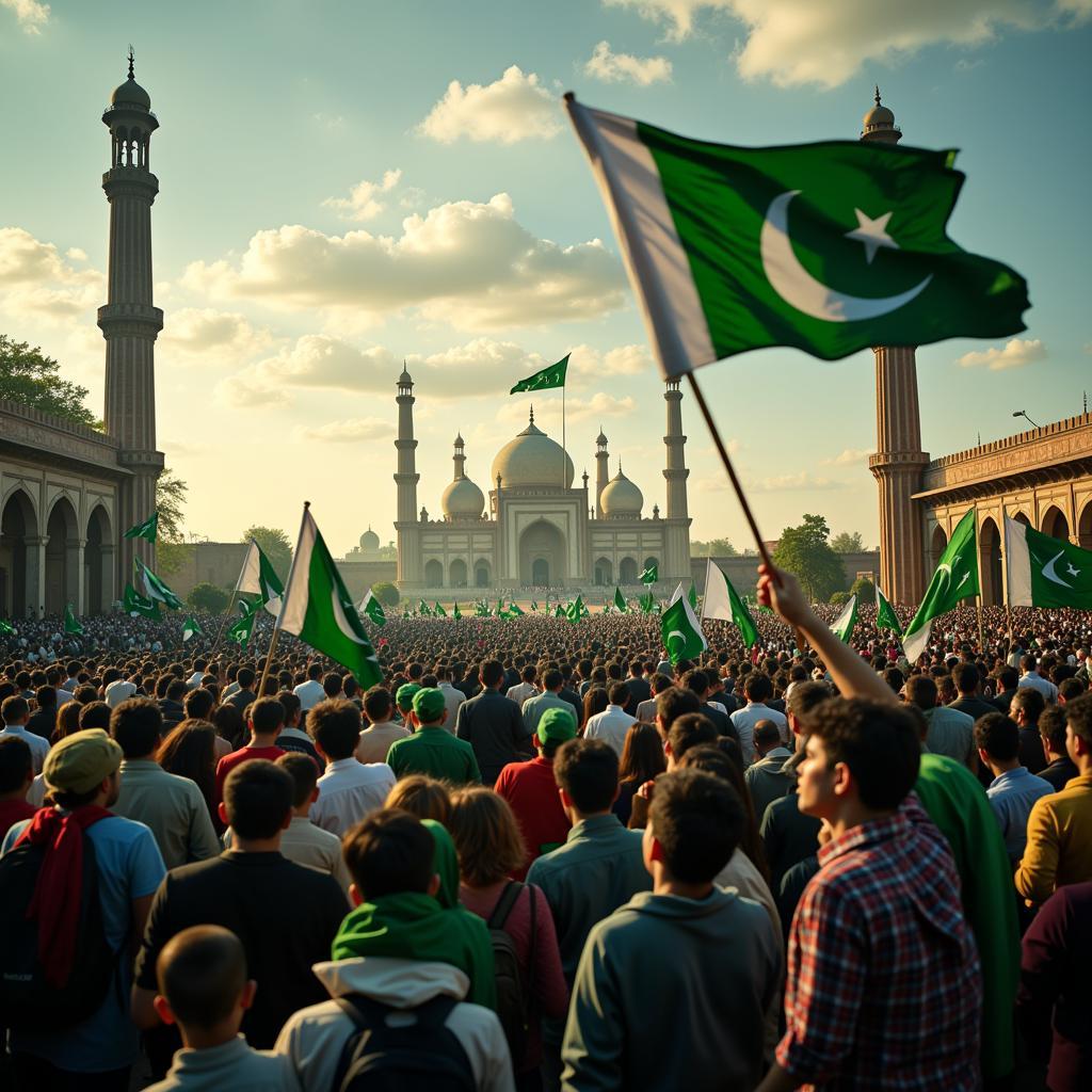 Crowds gather for Pakistan Independence Day celebration