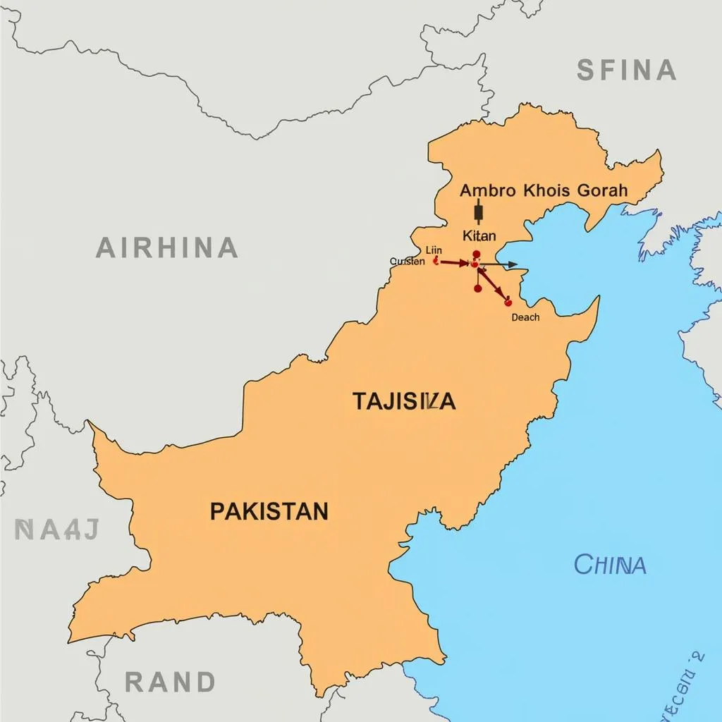 Pakistan Map Highlighting Central Asia