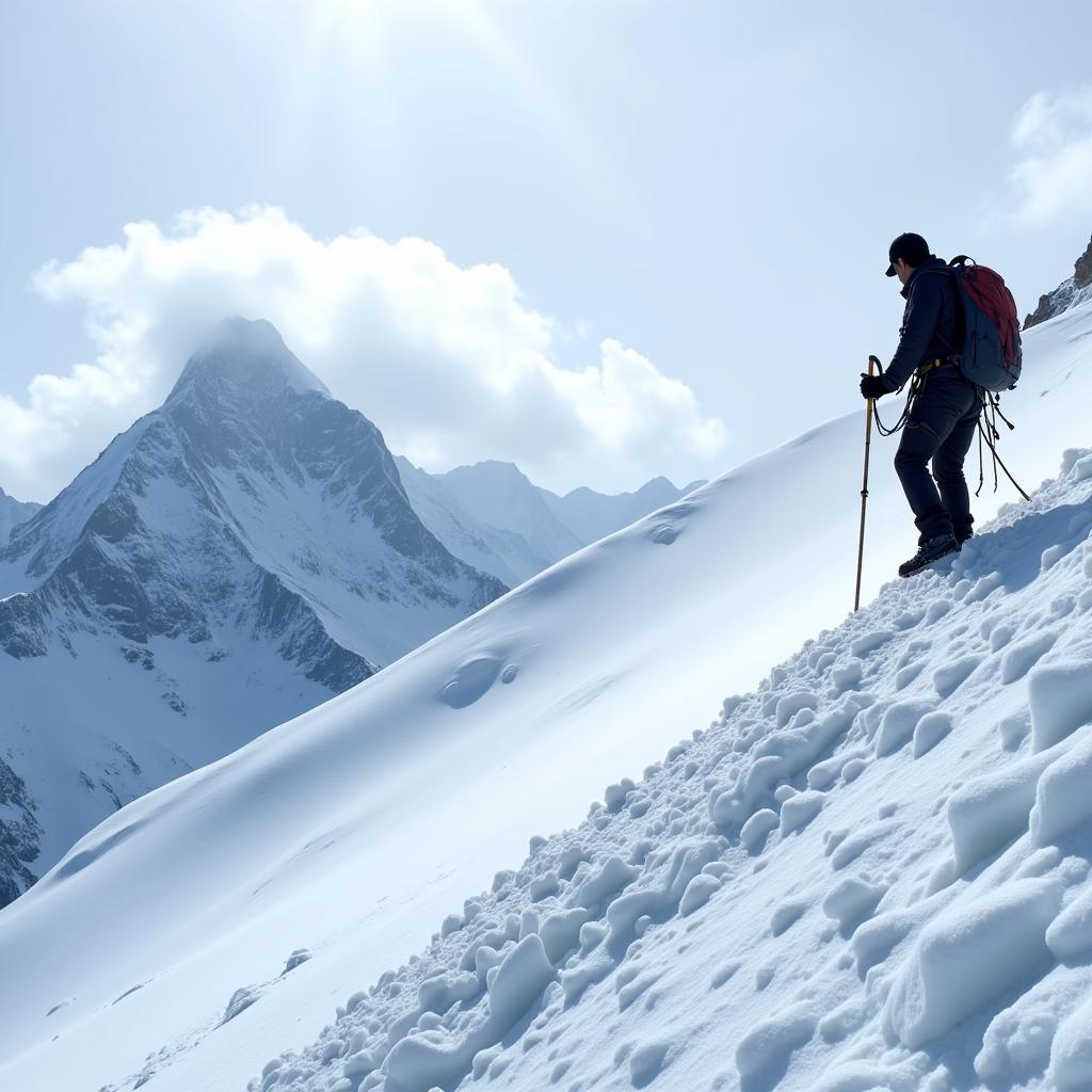 Climber Scaling K2 in Pakistan