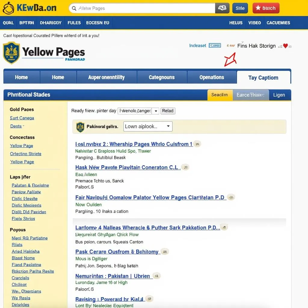 Screenshot of popular Pakistani online directories