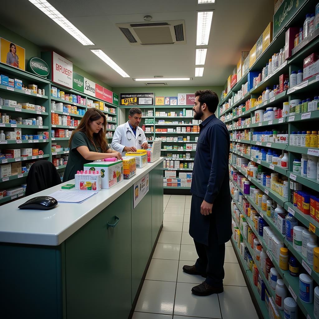 Pharmacy interior in Pakistan