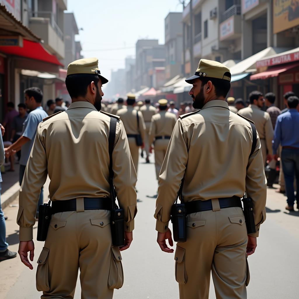 Pakistani Police Officers on Patrol