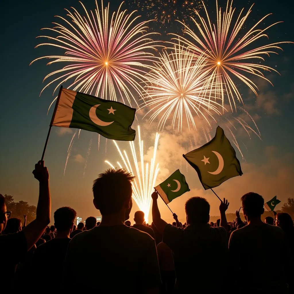 Pakistani flag waving on Independence Day