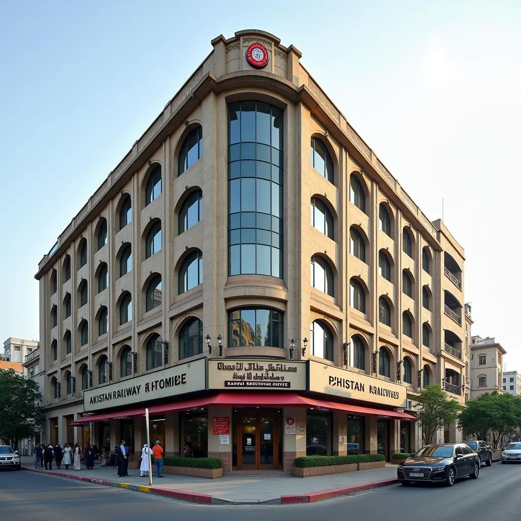 Exterior view of the Pakistan Railway Reservation Office in Karachi