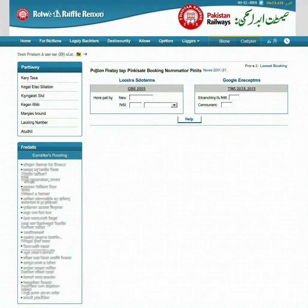 Screenshot of the Pakistan Railways Online Booking Website