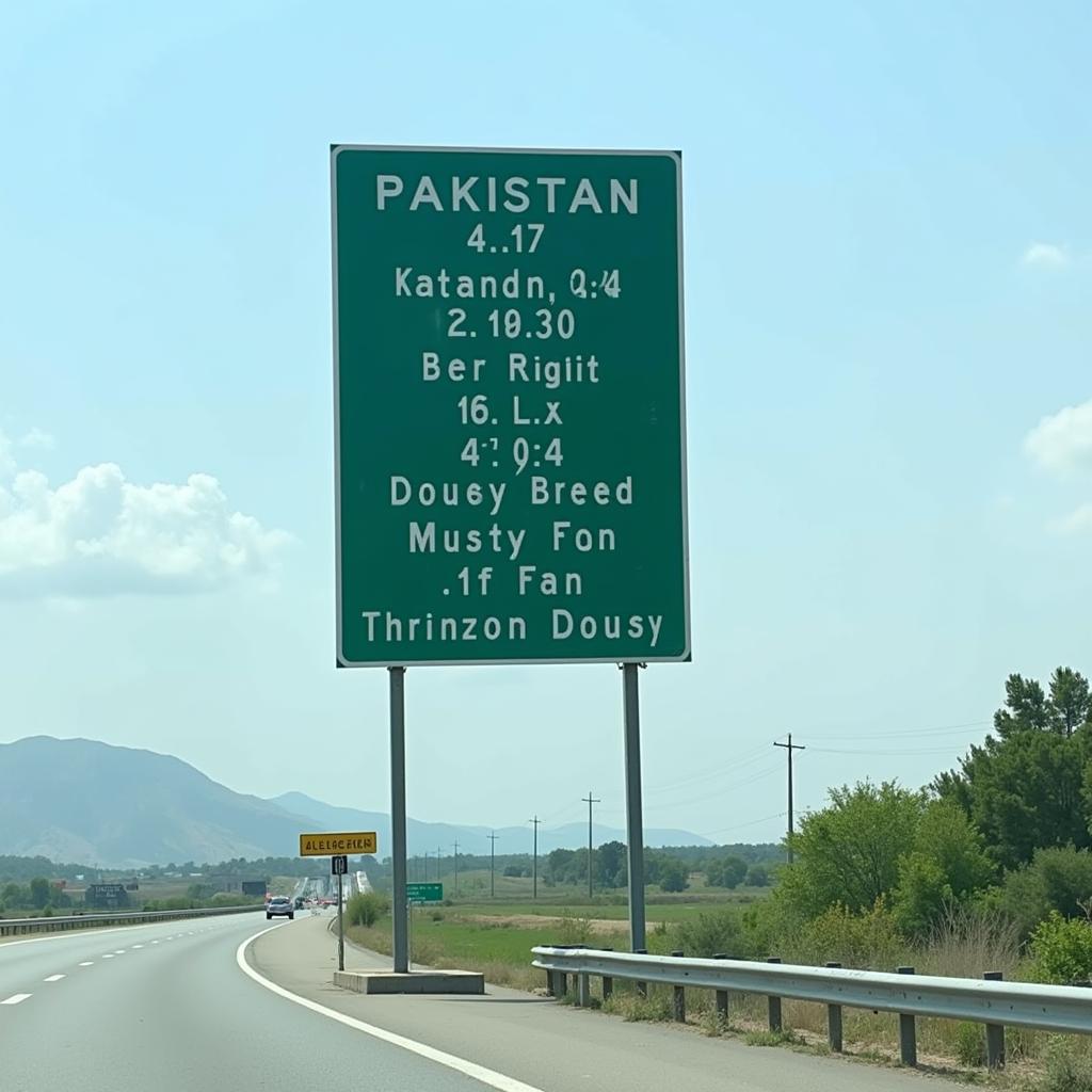 Motorway Distance Sign in Pakistan