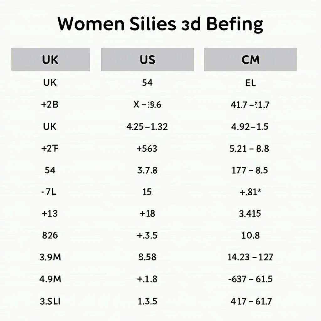 Shoe Size Chart for Women in Pakistan