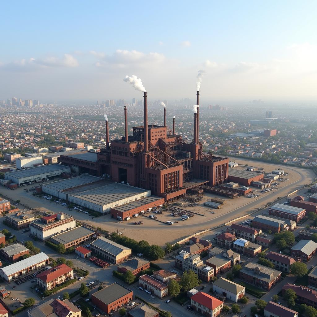 Aerial view of Pakistan Steel Mills in Bin Qasim Town, Karachi