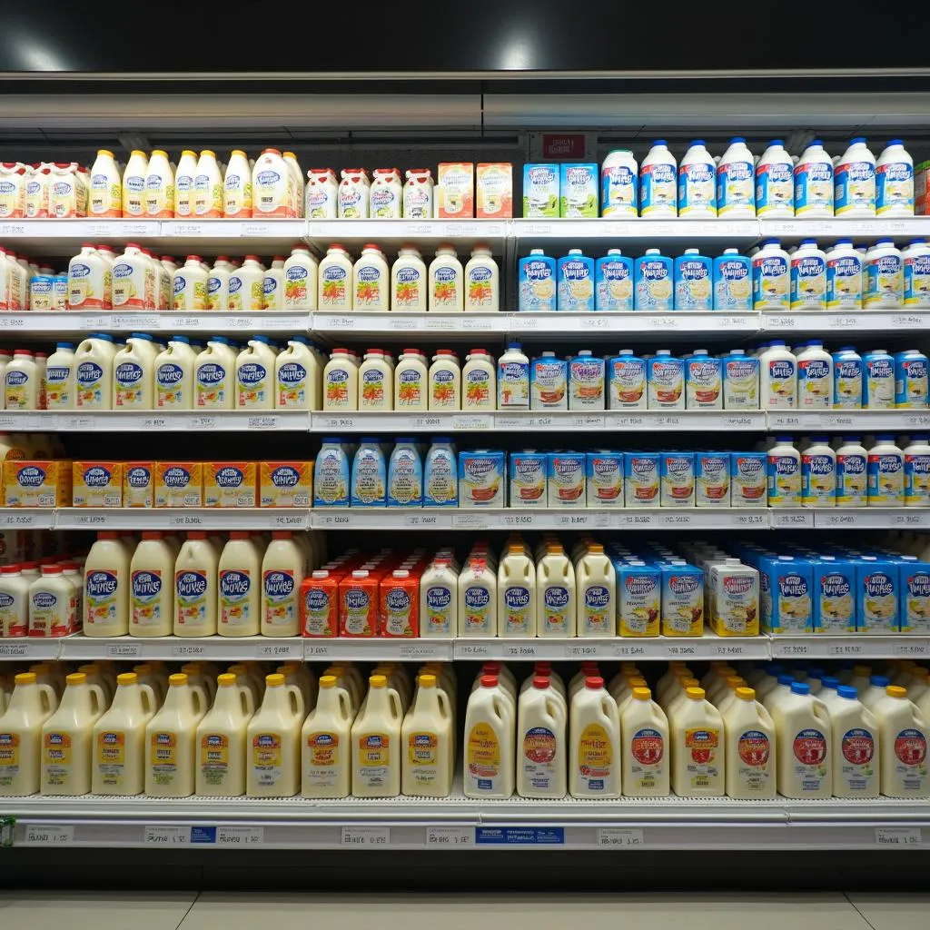 Dairy Aisle in Pakistan Supermarket with Nestle Nesvita Milk