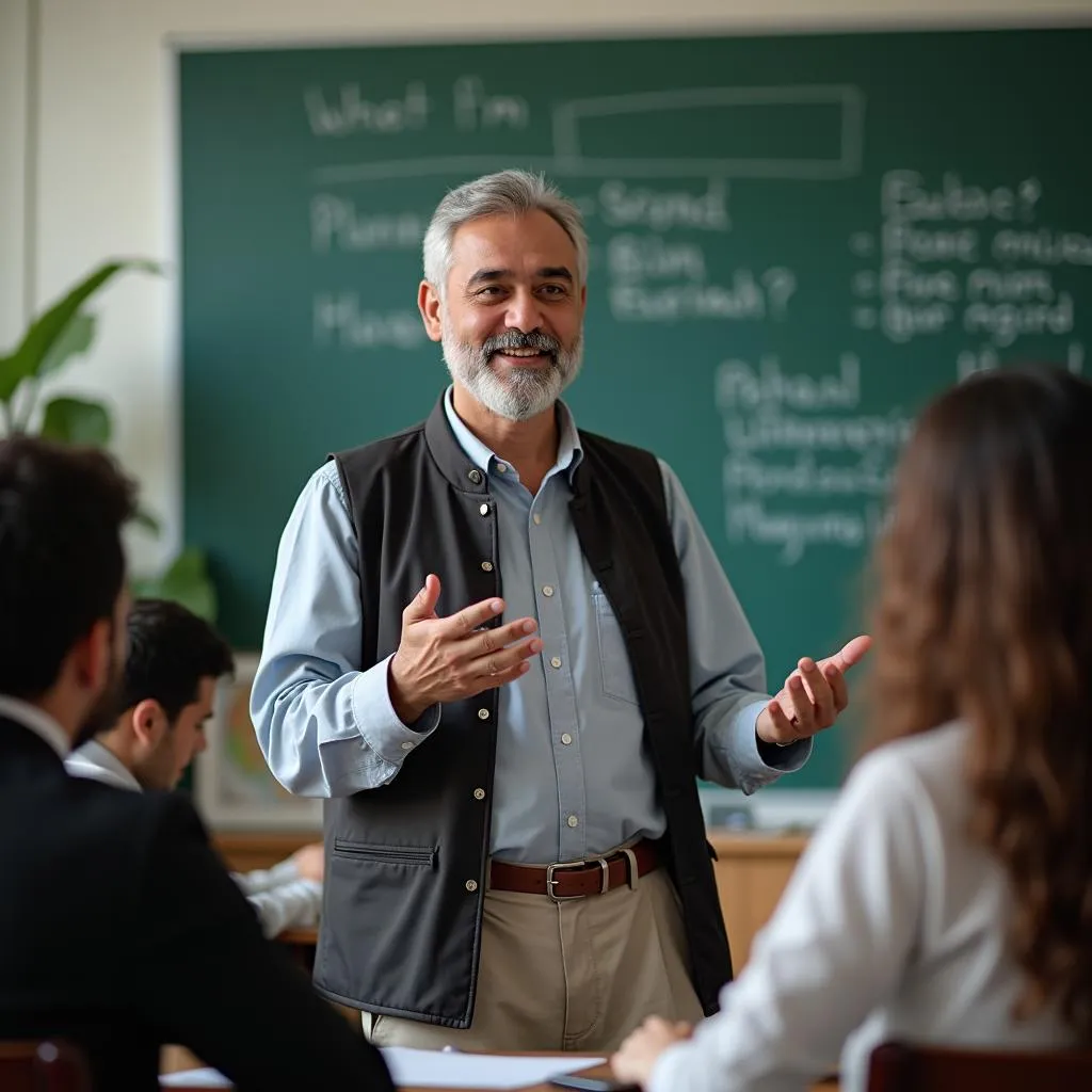 A professor teaching a class in a Pakistani university