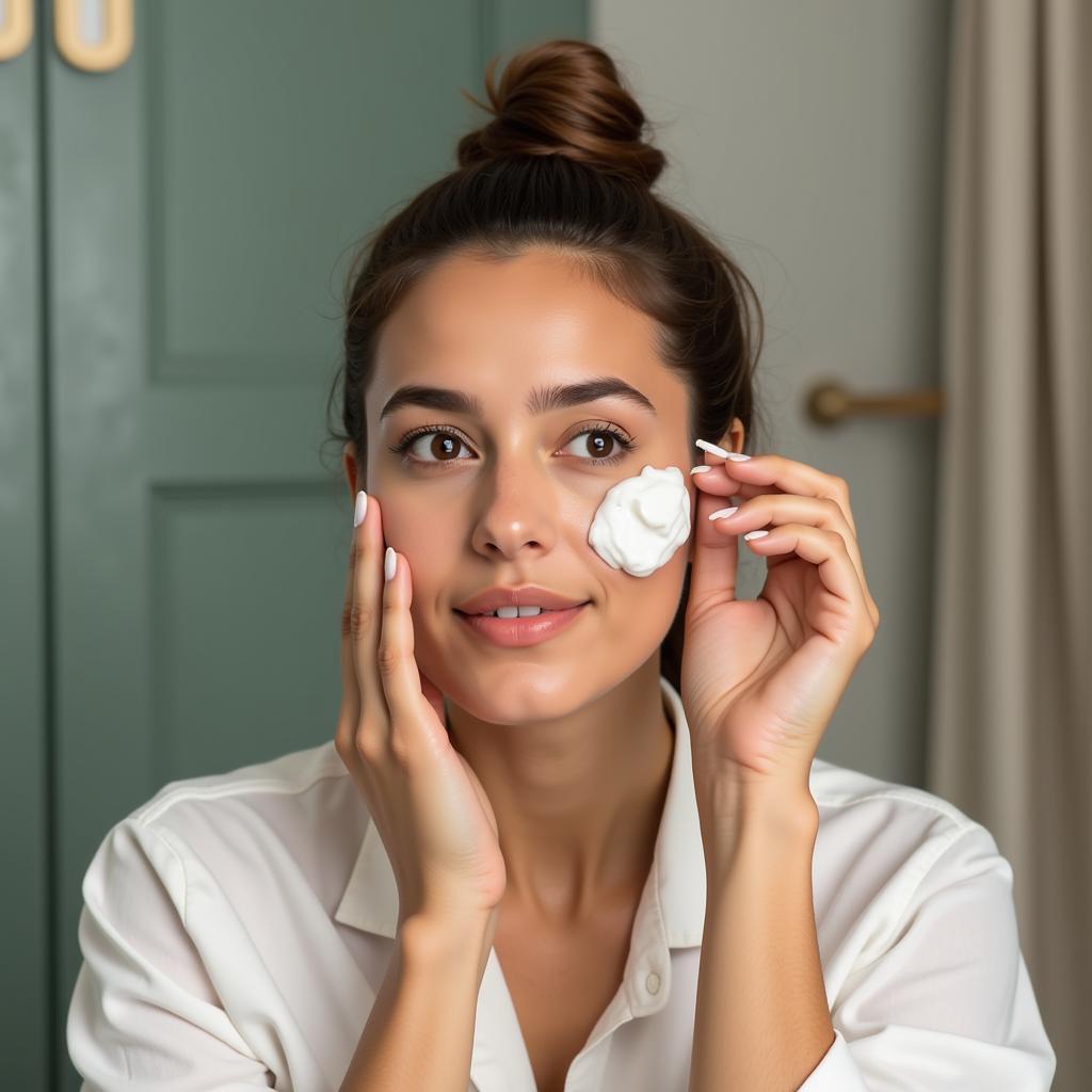 Pakistani Woman Applying Cream