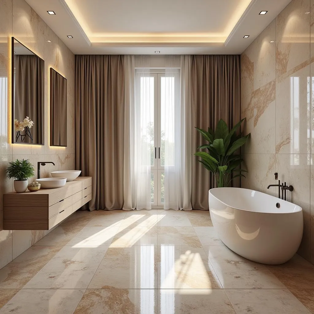 Luxurious Pakistani Bathroom with Porcelain Floor Tiles