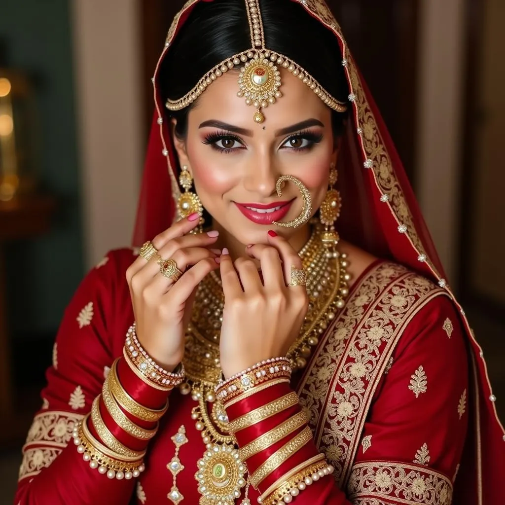 Pakistani Bride with Gold Bangles