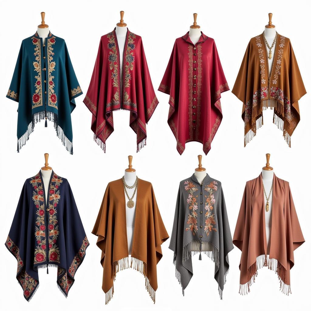 Variety of Pakistani Cape Shawl Styles