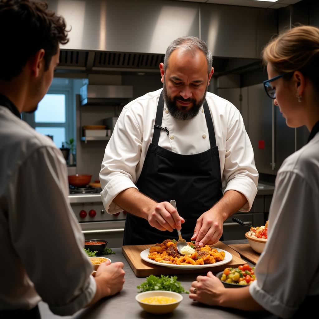 Pakistani chef instructor demonstrating a recipe