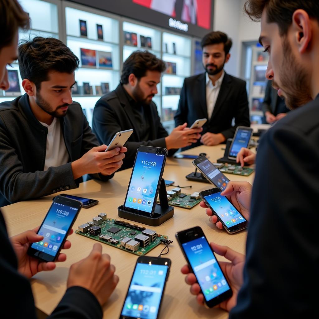 Pakistani Consumers Exploring Smartphones in a Mobile Store