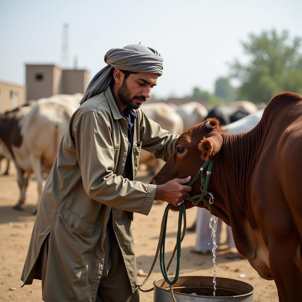 Pakistani Dairy Farmer Milking Cow