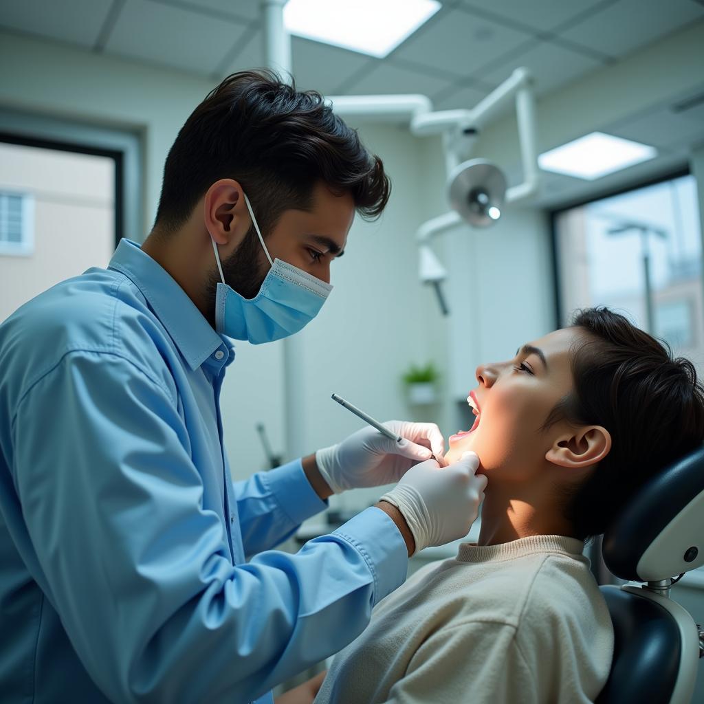 Pakistani Dentist Examining Patient